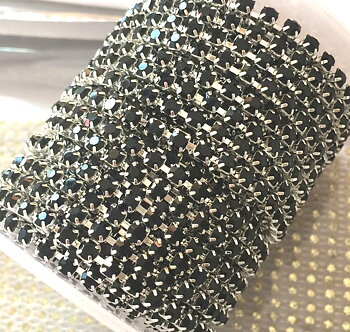 Rhinestone Chain silver- black  SS12