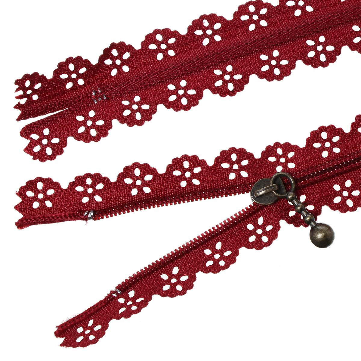 Zipper Lace, Burgundy 15cm - 2