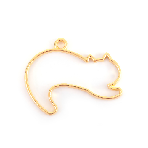 Cabochonhållare / Ramberlock,  Katt, guld