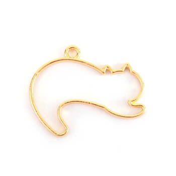 Cabochonhållare / Ramberlock,  Katt, guld