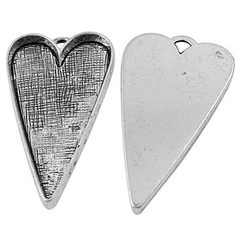 Cabochon/  heart silver 53x30mm