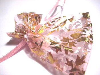 Organzapåse 7,5x9cm  - rosa m ros