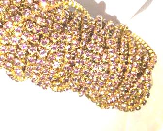 Rhinestone Chain Gold,  Purple, SS10