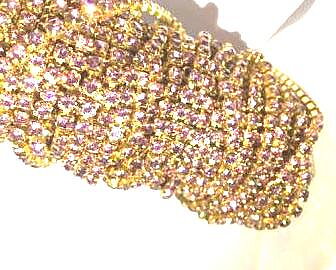 Rhinestone Chain Gold,  Purple, SS10