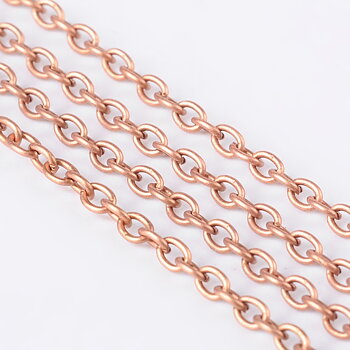 Kedja -  Röd koppar, 3x2mm , 1m