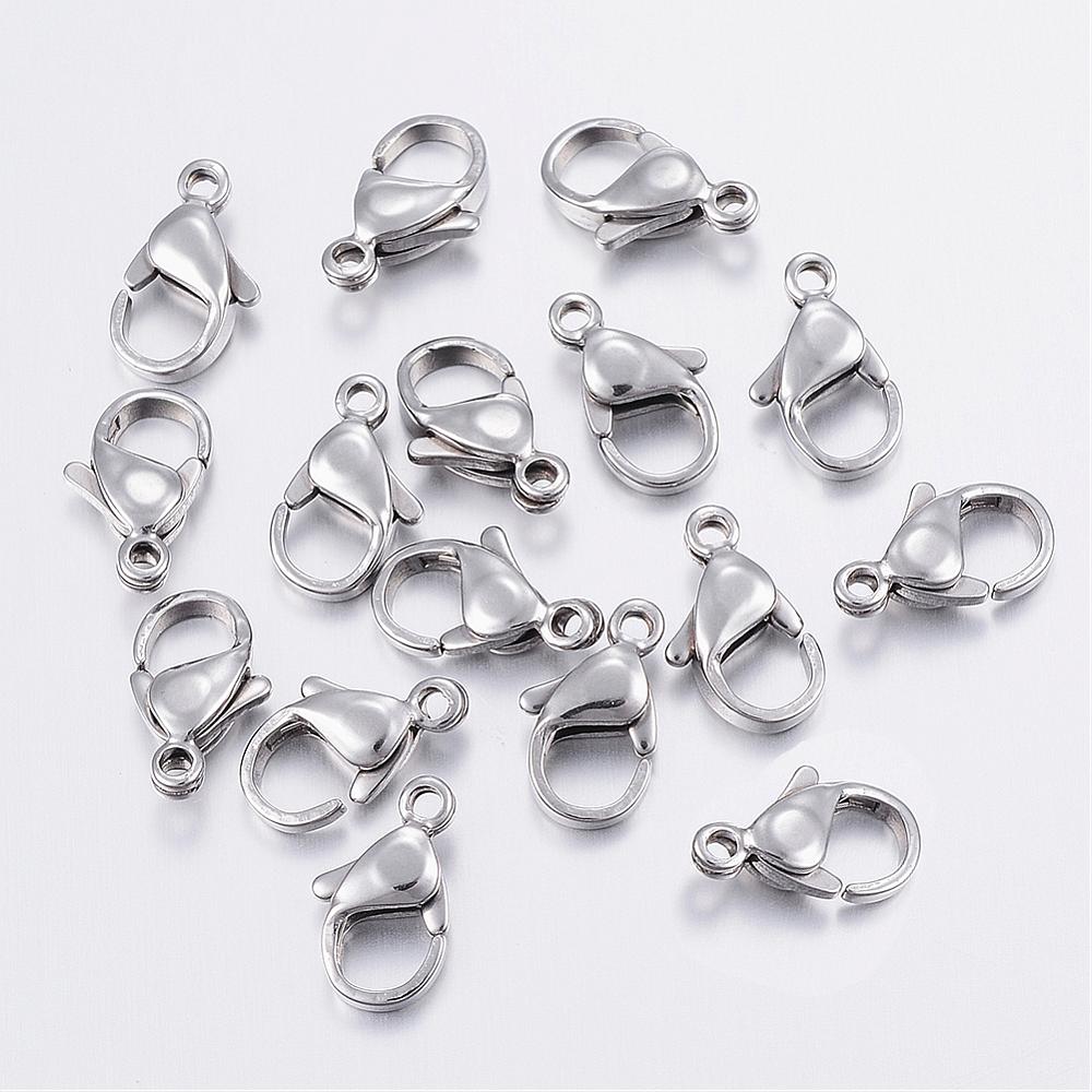 Lobster clasp,  Stainless steel - 12mm - 2