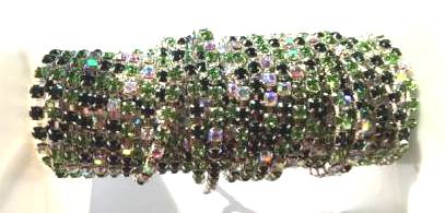Strass-Kedja - Silver, Grön/svart nyans, SS8