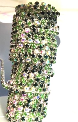 Strass-Kedja - Silver, Grön/svart nyans, SS8 - 2