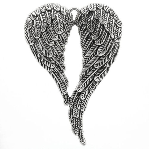Large Luxury pendant - silver - angelwings