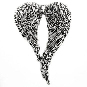 Large Luxury pendant - silver - angelwings
