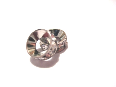 Bead / pendant- antiquesilver m. rhinestones, clear rondelle - 2