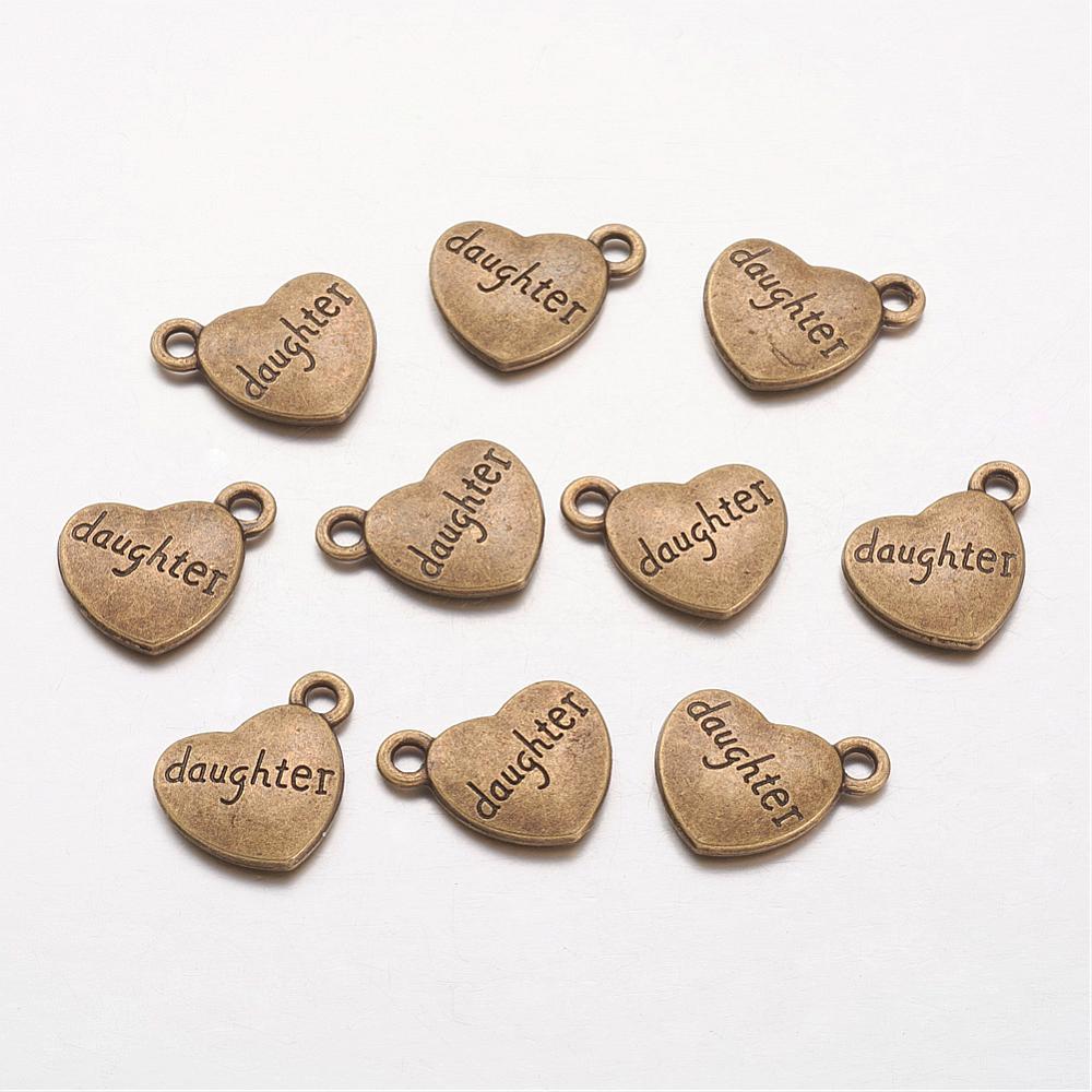 Charm  heart bronze,  "daughter" - 2