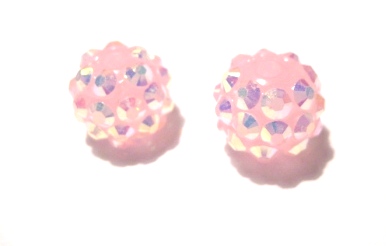 Resin/Pavepärla m. Strassnitar - 12 mm, Ljusrosa AB