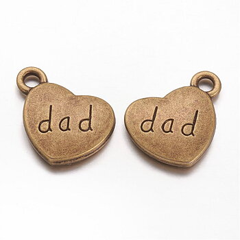 Charm  heart bronze,  "dad"