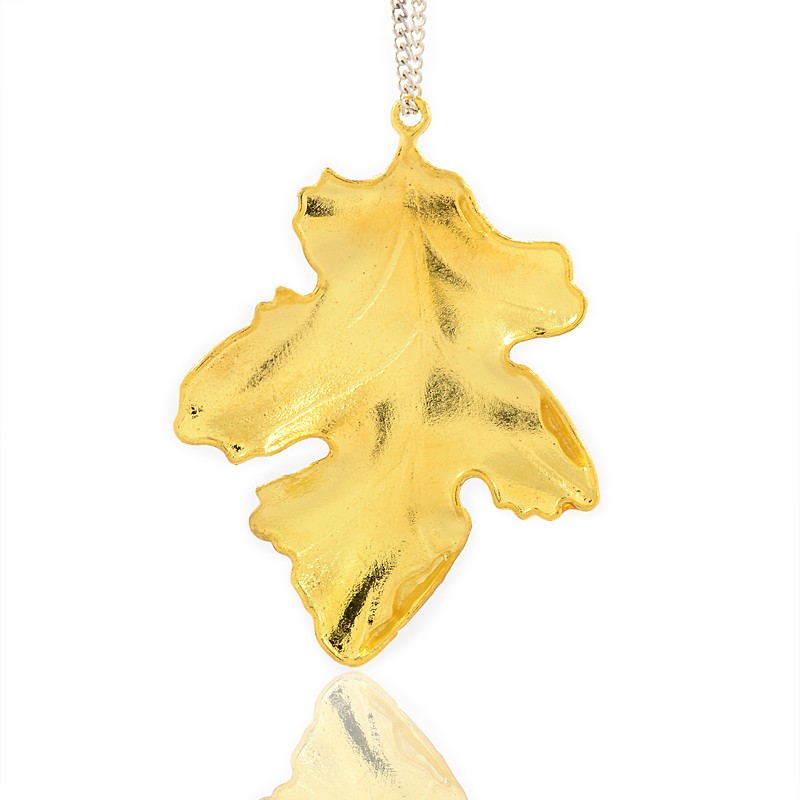 Large luxurious pendant - oak leaf, Gold - 2
