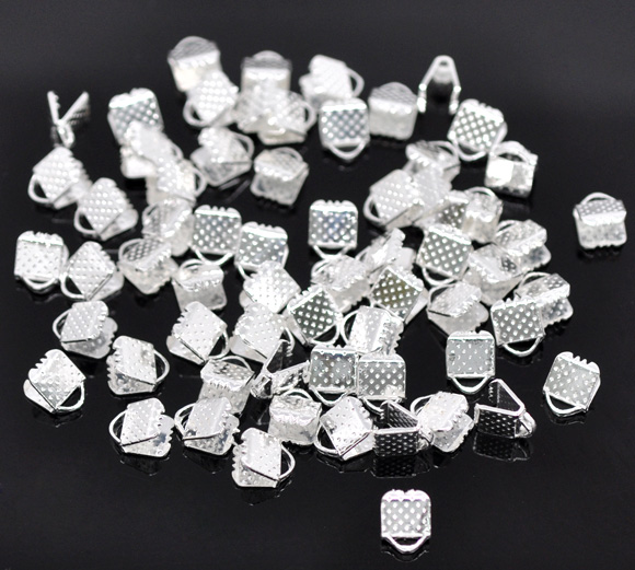 Coil End Crimp Fasteners - silver,  6x8mm