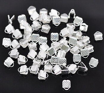 Coil End Crimp Fasteners - silver,  6x8mm