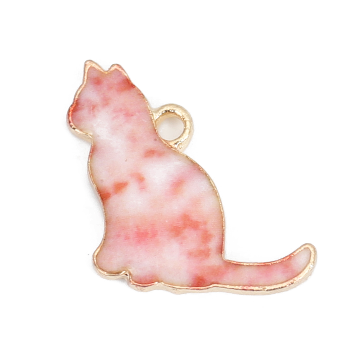Charm horse  , enameld Cat, pink 2