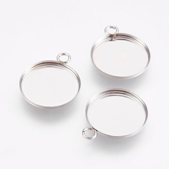 Cabochon Setting  ,stainless steel, Round 12mm