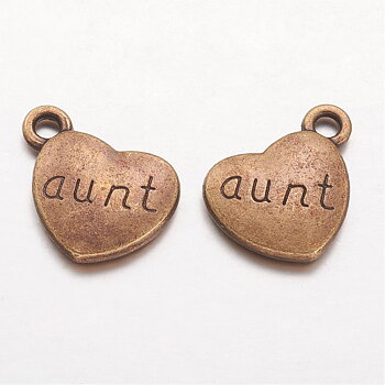 Charm  heart bronze,  "aunt"