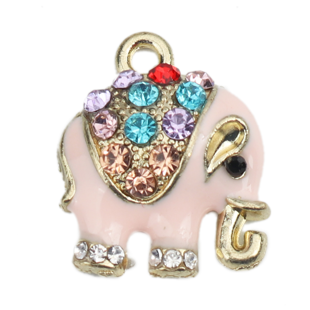 Berlock , Emaljerad elefant m strass, Rosa
