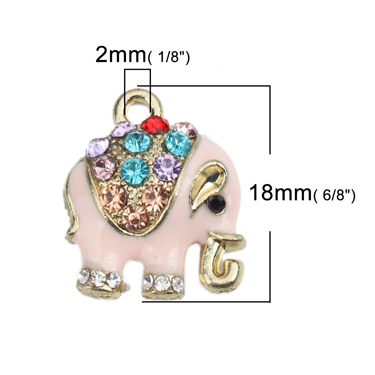 Berlock , Emaljerad elefant m strass, Rosa - 2