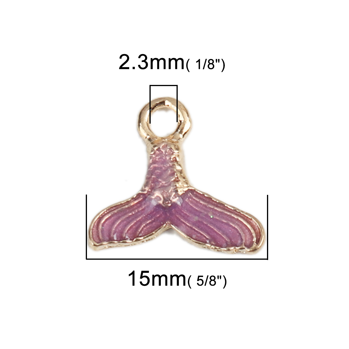 Charm enameld Fishtail, purple - 2