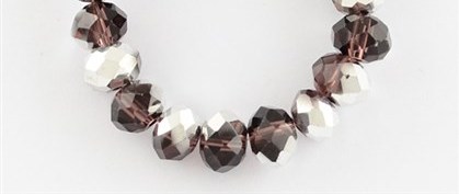 Faceted,  8mm, 2colored, Silver / Purple - 2