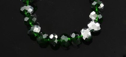 Faceted,  8mm, 2colored, Silver / green - 2