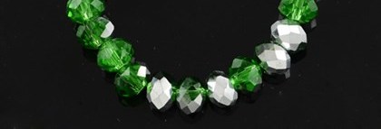 Faceted,  8mm, 2colored, Silver / l.tgreen - 2