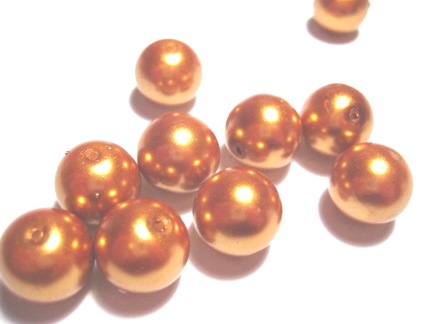 Vaxade Glaspärlor , 14mm , guld