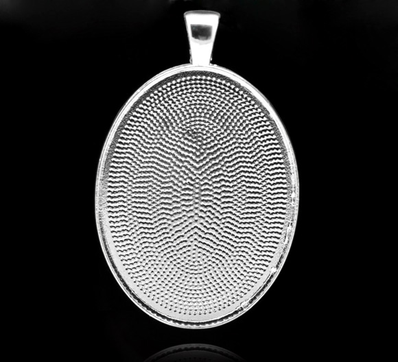 Cabochon Setting , silver 40x30mm oval