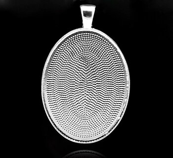Cabochonhållare/ fäste  - Silver oval  40x30mm