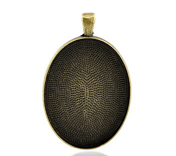 Cabochonhållare/ fäste  - Brons oval  40x30mm