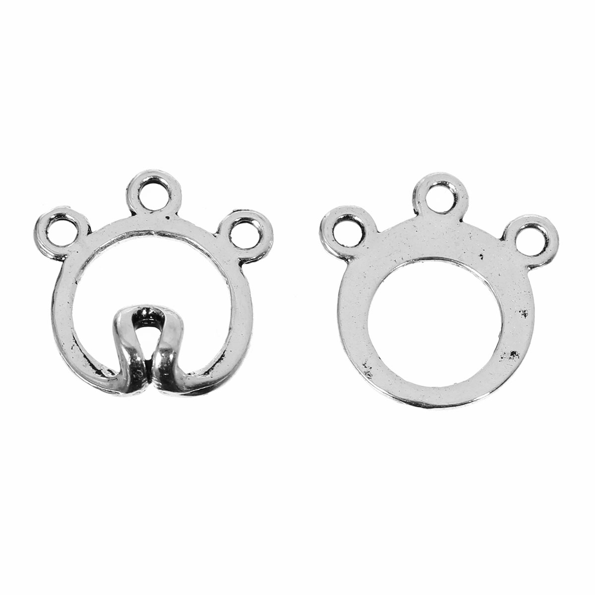 Toggle/hook clasp ,circle , Silver - 2