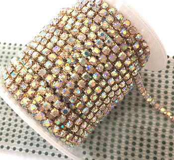 Rhinestone Chain gold -Clear AB SS12