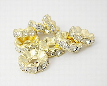 strass rondelle gold 6mm wave clear