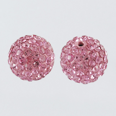 Polymer lera - Pärlor med rhinestones, Rose  8mm.