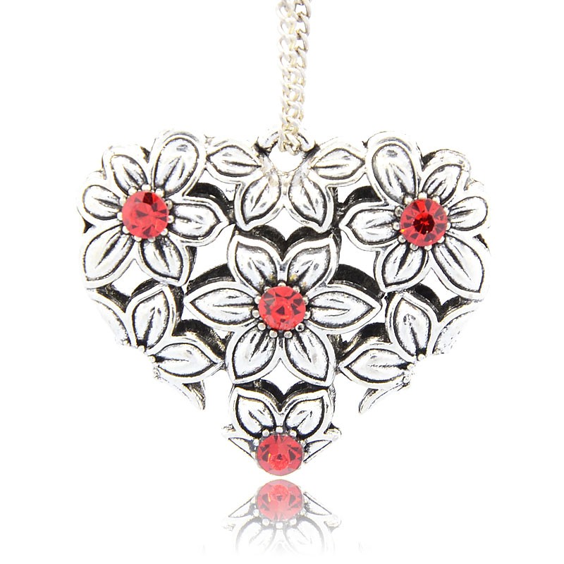 Large Luxury pendant -Red flower heart