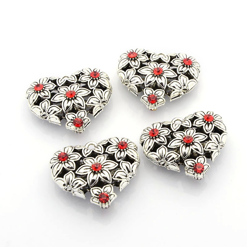 Large Luxury pendant -Red flower heart - 2
