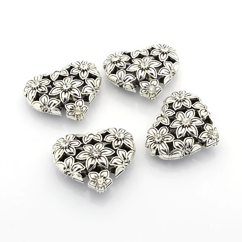 Large Luxury pendant -Clear flower heart - 3