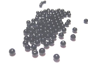 Waxed Glass beads, 4mm Black