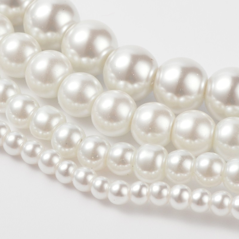 Waxed Glass Beads, 4mm White