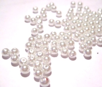 Waxed Glass Beads, 4mm White - 3