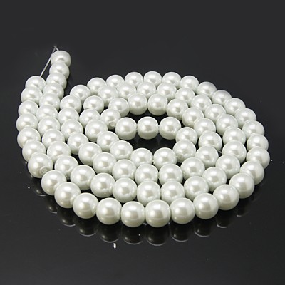 Waxed Glass Beads, 4mm White - 2