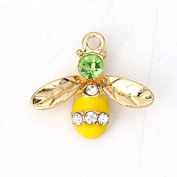 Charm   Enameld Bee w. rhinestone, yellow