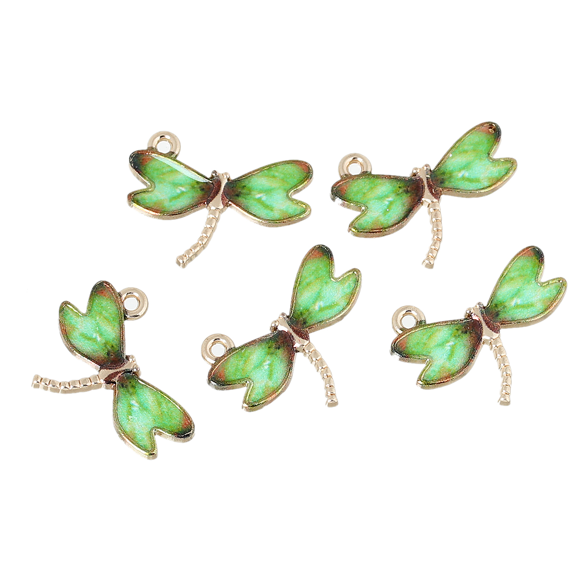 Charm   , enameld dragonfly, green