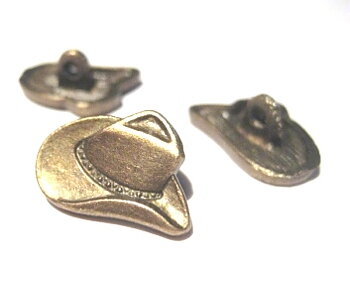 Buttons in the metal - Cowboy Hat bronze