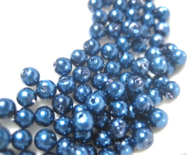 Vaxade Glaspärlor , 4mm Mörkblå