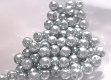 Waxed Glass beads, 4mm Silvergrey